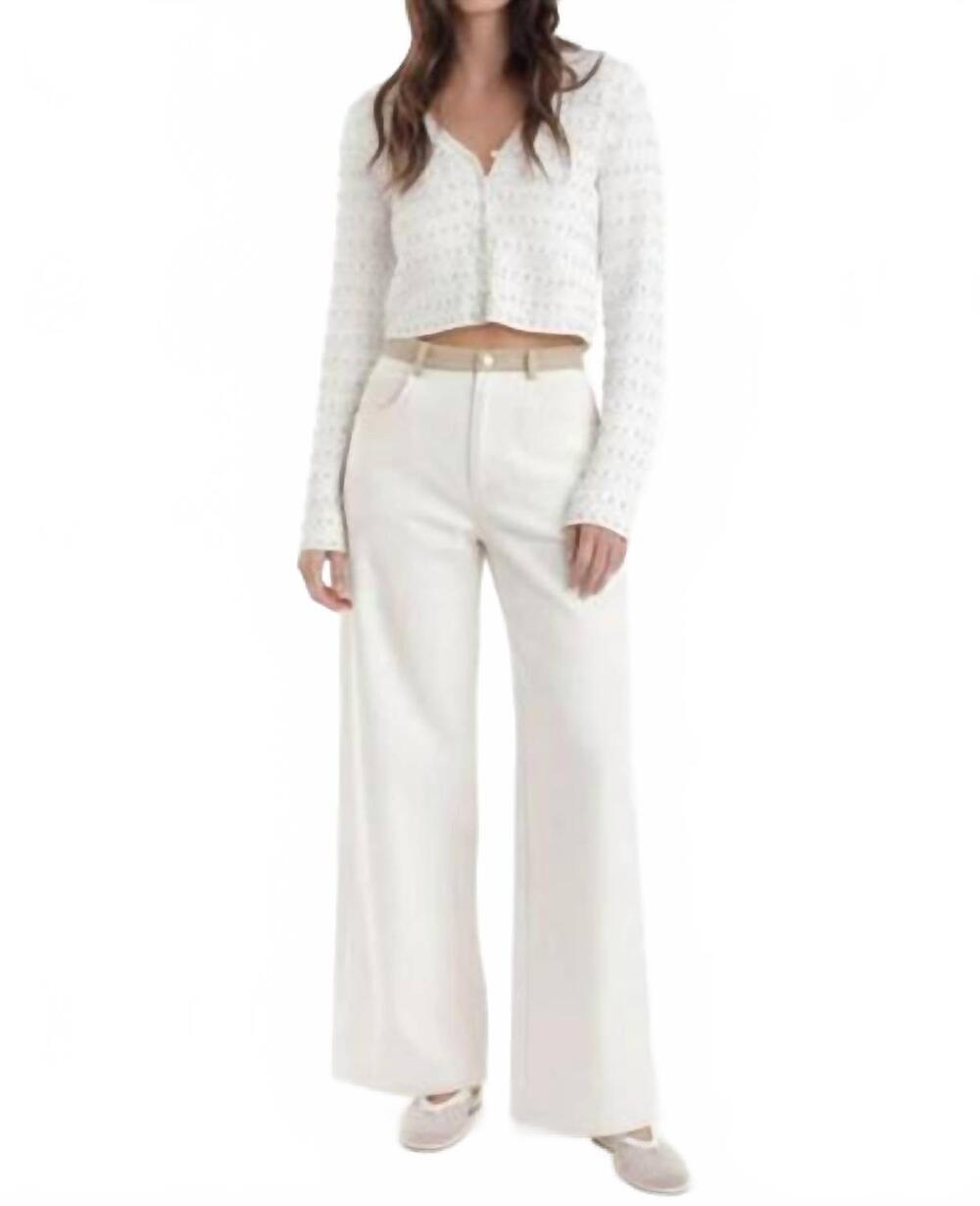 NEW KARINA GRIMALDI anna studded v-neck cardigan in white